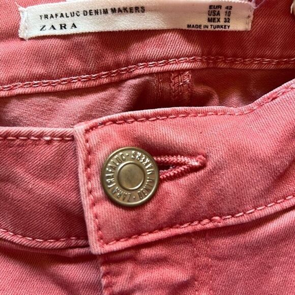 Coral Pink Distressed Denim Jeans Ripped Knee Skinny‎ Casual Everyday size 10 - Picture 4 of 7